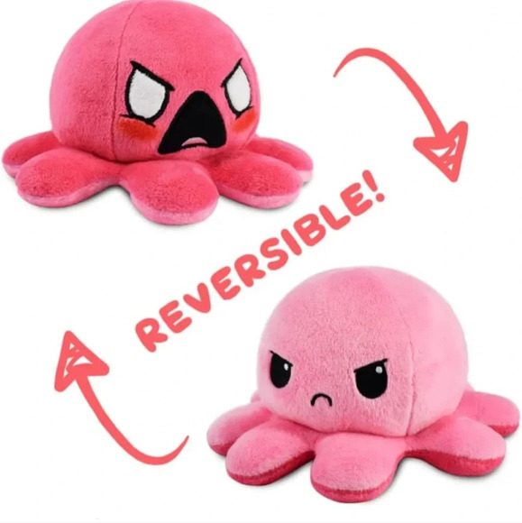 TeeTurtle - The Original Reversible Octopus Plushie - Angry Light Pink + Furious - Picture 3 of 6